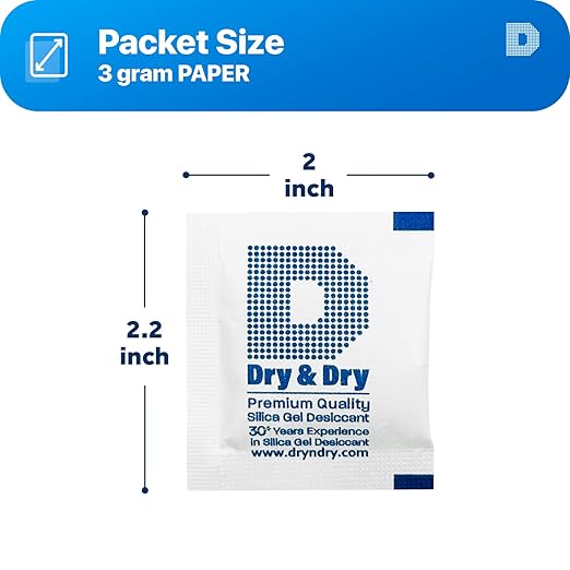Dry & Dry 3 Gram [5000 Packets] Silica Gel Packets Silica Gel Desiccants, Silica Gel Packs - Rechargeable Moisture Absorbers for Food Storage, Electronics, 3D Filament & Safes