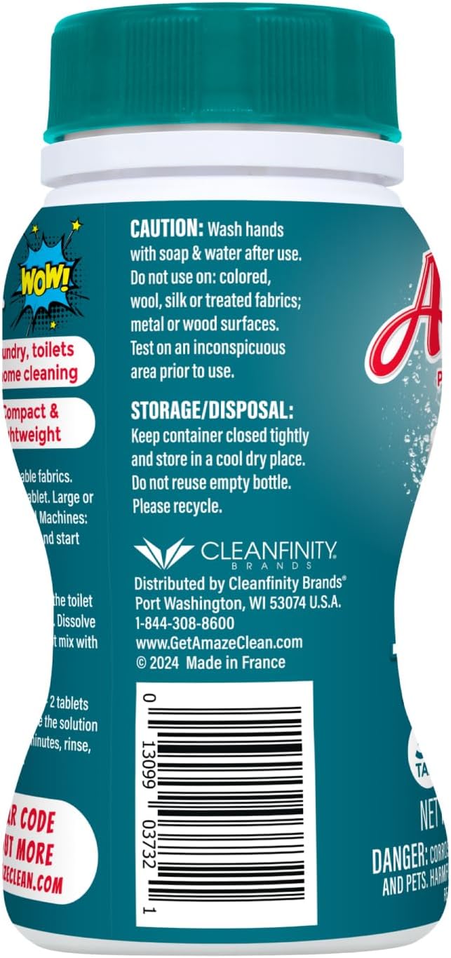 AMAZE Ultra Concentrated Bleach Tablets [6 bottles] - Meadow Scent - for Laundry, Toilet, and Multipurpose Home Cleaning. No Splash Liquid Bleach Alternative