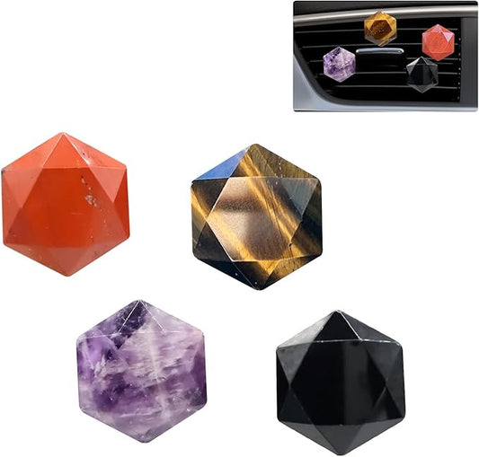 Boho Car Decor,4pcs Natural Stone Car Vent Clips Air Fresheners,Crystal Hexagram Star Hippie Interior Dashboard Decorations Accessories for Women Men