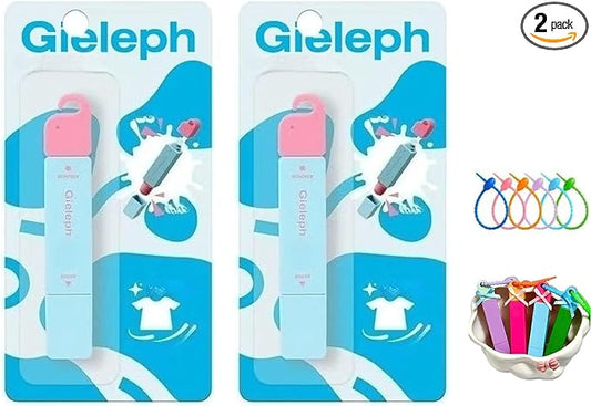 Gieleph Stain Remover, 3-Second Stain Remover Pen for Clothes, 12ml On-the-Go Spot Cleaner, Double Head Instant Treater Sticks With Lanyard, Travel & Pocket-Sized (2, Blue 12ml)