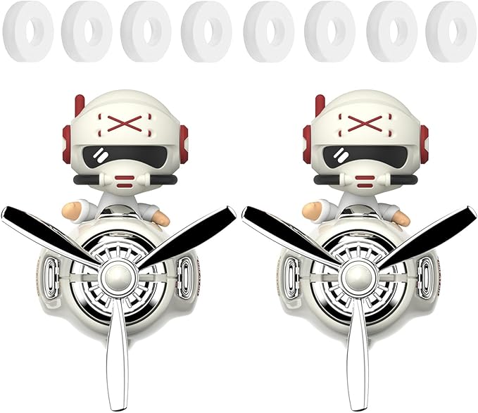 2Pcs Car Air Fresheners, Cute Bear Pilot Automotive Air Outlet Creative Car Perfume Diffuser, Automotive Accessories Air Vent Decoration with 8 Fragrant Tablets (White 1+White 1)