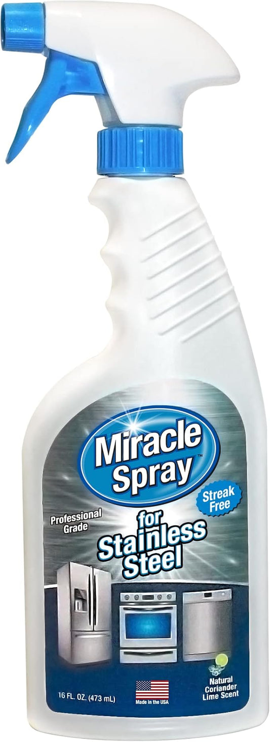 MiracleSpray for Stainless Steel, Cleaning Spray, Removes Fingerprints and Smudges From Oven, Refrigerator, Microwave, Sink, Hood, and Grill, 16 Ounce