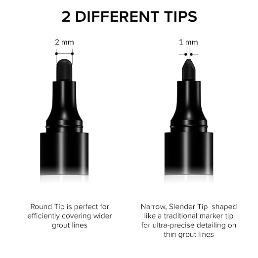 X-Protector Water Based Grout Marker - 2 PCS with 8 Tips, Black
