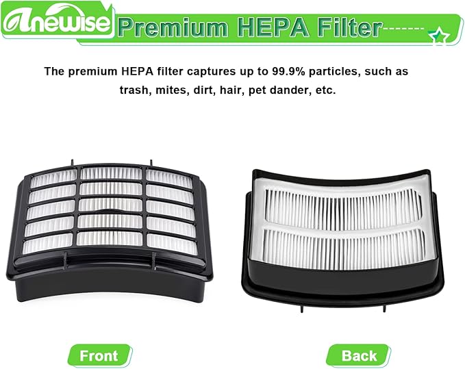 Replacement Filters for Shark Navigator Lift-Away XL CU510, CU512, CU500, CU520 Deluxe NV350, NV351, NV356E, NV360, NV352, NV355, NV358, ZU503AMZ, 4 + 2 Filter, Replace Parts #XHF350 & XFF350