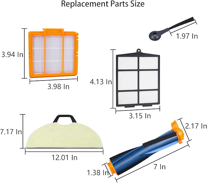 Replacement Parts for Shark RV2400WD RV2402WD AV2610WA AV2630WA RV2400WS UR2450WD Matrix 2-in-1 Robot Vacuum (8 Pack)