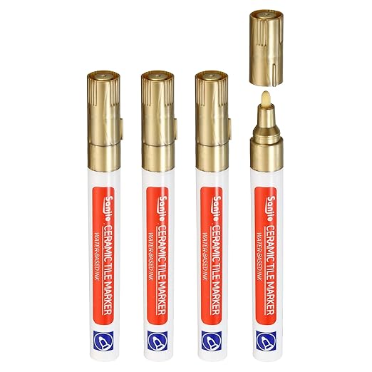 PATIKIL Grout Pen, 4 Pack Golden Tile Marker Waterproof Grout Sealer Pen Tile Repair Pens Paint Pens for Wall Floor Bathroom Kitchen Refresh
