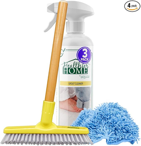 CHOMP! Grout Cleaner Bundle, Includes Grout Brush, Refreshes Grout and Removes Stains on Tile Floors and Bathroom Walls & Kitchens (3 Pack Set)