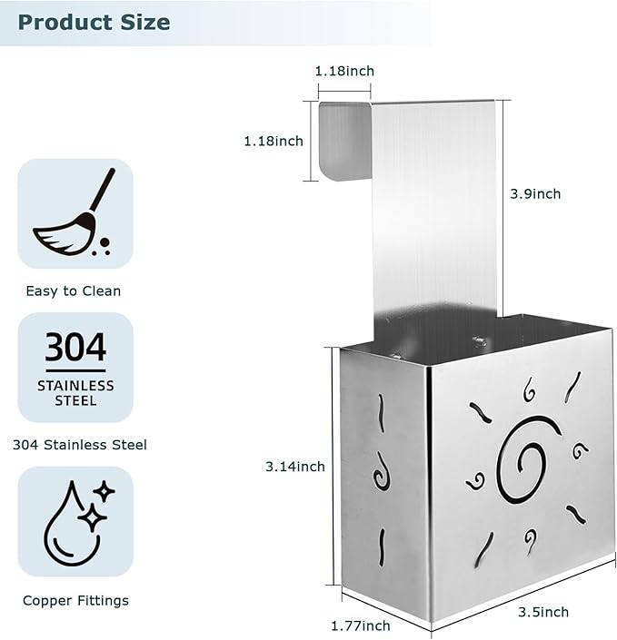 304 Stainless Steel Toilet Tank Cleaner Caddy with Adjustable Hook - Hanging Holder for Blue Tablets & Bleach Pods (Silver)