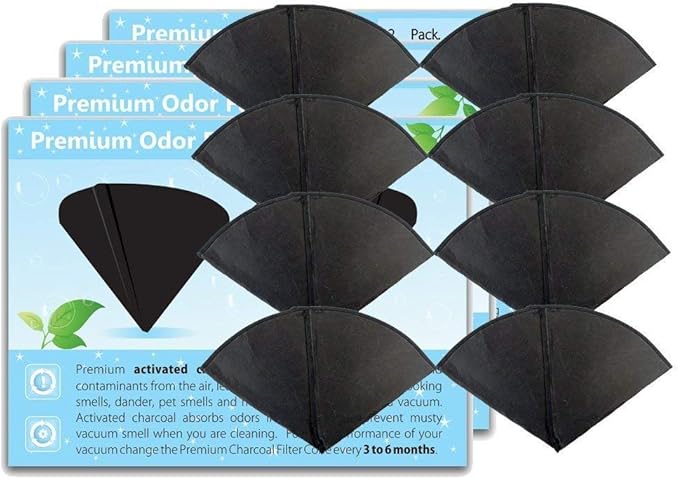 GoodVac Replacement Activated Charcoal Filter Cones Odor Removing Filters Compatible with Filter Queen (8)