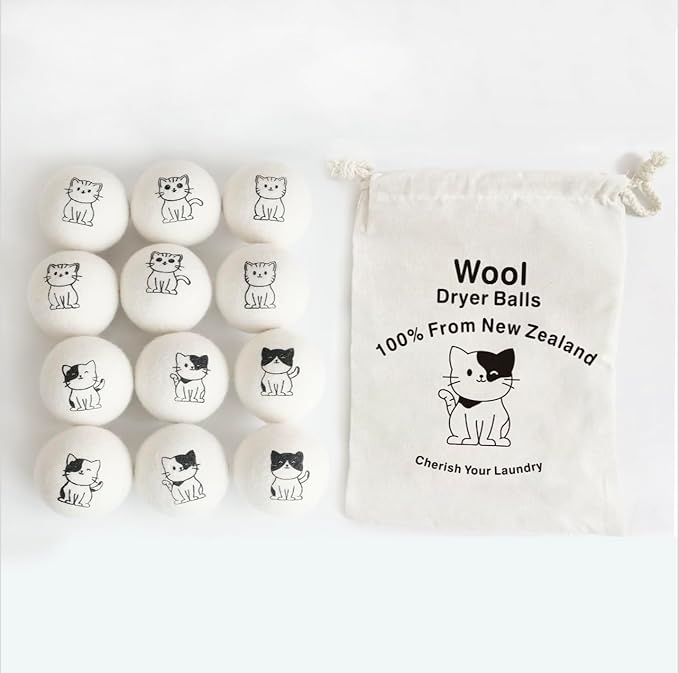 Pack of 12 Cute Cat Wool Dryer Balls Christmas Gifts for Women