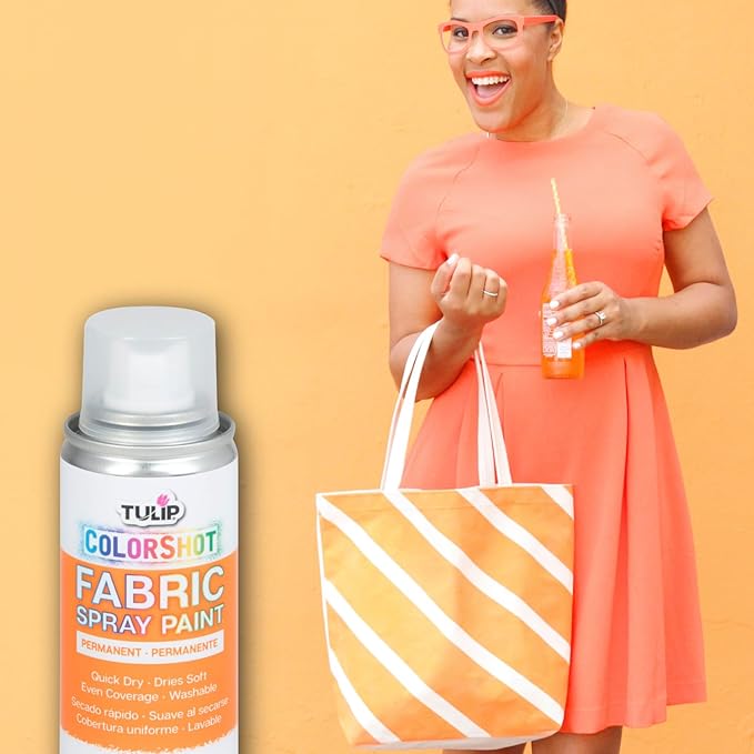 Tulip ColorShot Instant Fabric Spray Paint, Permanent Color Spray-On Fabric Paint, 3oz, Neon Orange
