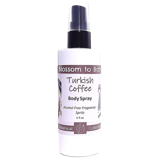 Blossom to Bath Turkish Coffee Body Spray (4 Ounce) - Natural Fragrance - Energizes Skin with a Sweetly Rich And Spicy Scent