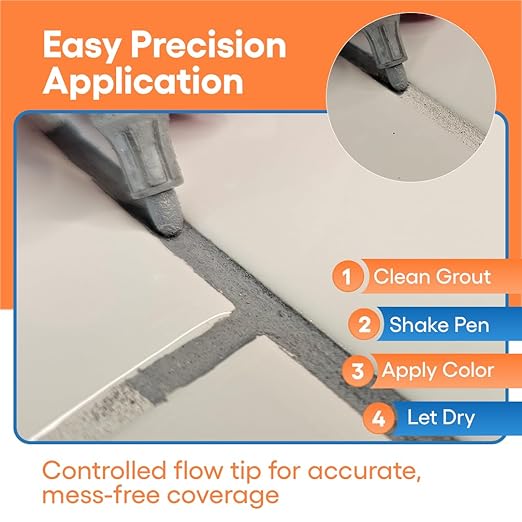 Light Gray Grout Paint Pen Tile Grout Colorant & Sealer Marker, Quick-Dry, Ideal for Bathroom, Shower, Kitchen Tiles Restores Grout Lines, 3 Adjustable Tips (2-3 mm)