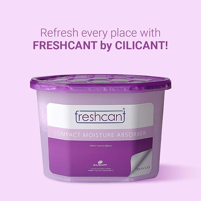 Freshcant Moisture Absorber Bundle, Room and Closet Freshener, Moisture and Odor Absorber for Home, Rooms, Basement, Garage, Prevents Musty Odor, Controls Moisture, Pack of 3, Lavender Scent