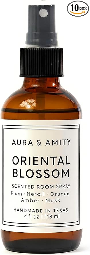 Aura & Amity Premium Room & Linen Spray – Handmade Luxury Fabric & Home Fragrance Mist, Long-Lasting & Eco-Friendly (Oriental Blossom)