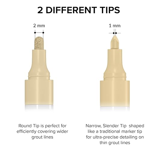 X-Protector Water Based Grout Marker - 2 PCS with 8 Tips, True Beige