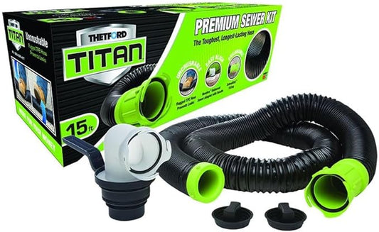 Thetford Titan 17853 15ft 15-Foot Premium RV Sewer Hose Kit-Thetford-17853, Black/Green
