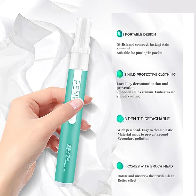 Portable bleach pens for clothes, 2-Pack Instant Stain and Grease Remover, Ideal for On-The-Go Laundry Clean-Up, Safe for All Fabric Types