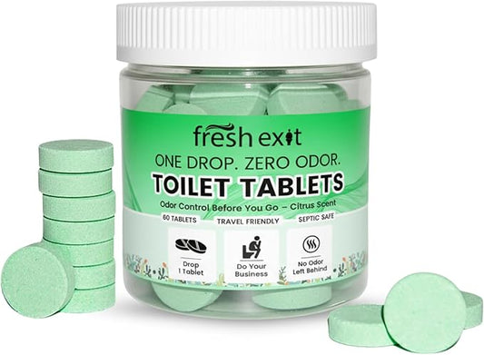 Toilet Deodorizer Tablets – Drop One In and Go – 60 Count Citrus Scent – Odor Elimination for Bathroom – Replaces Toilet Spray – Long Lasting – Fresh Bowl Freshener