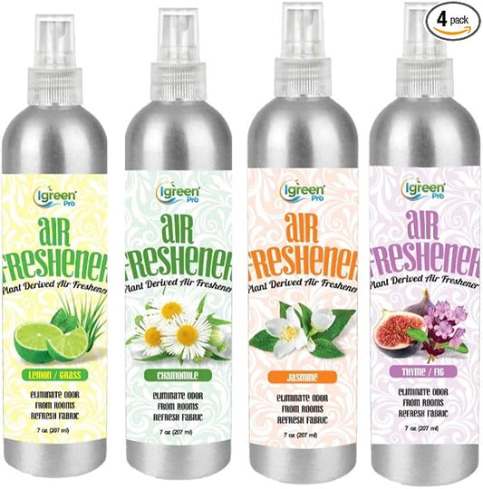 Air Freshener Spray for Rooms and Fabrics – Natural Air Freshener in Four Revitalizing Scents – Air Freshener for Home or the Workplace – Non-Toxic Room Freshener – Essential Oil Natural Air Freshener