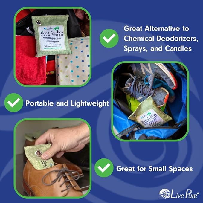 LivePure Natural Cococarbon Air Purifying Bag Value Pack - Mint