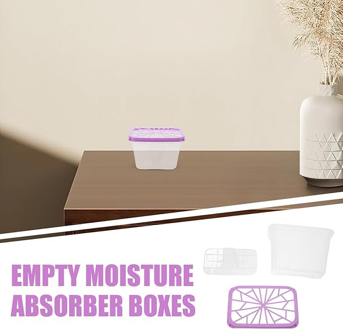 Empty Moisture Absorber Box Reusable Plastic Holder for Closet Dehumidifier Cabinet and Wardrobe Large Capacity Moisture Absorbing Storage Container 5.90X3.93X3.74 Inches 4-Pack