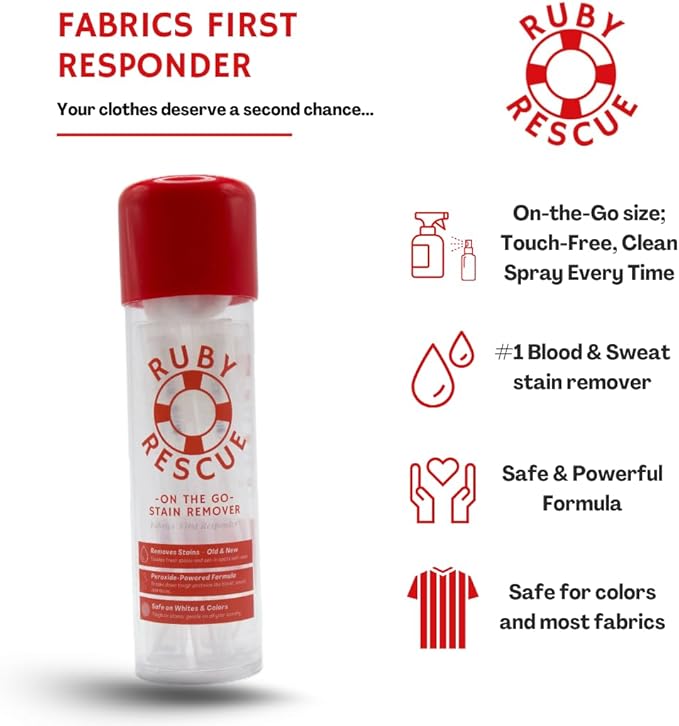 To Go, Ruby Rescue Stain Remover, Powerful Peroxide Formula, Clothes, Carpets, Upholstery, Spray Cleaner, Instantly Lifts Protein-Based Stains