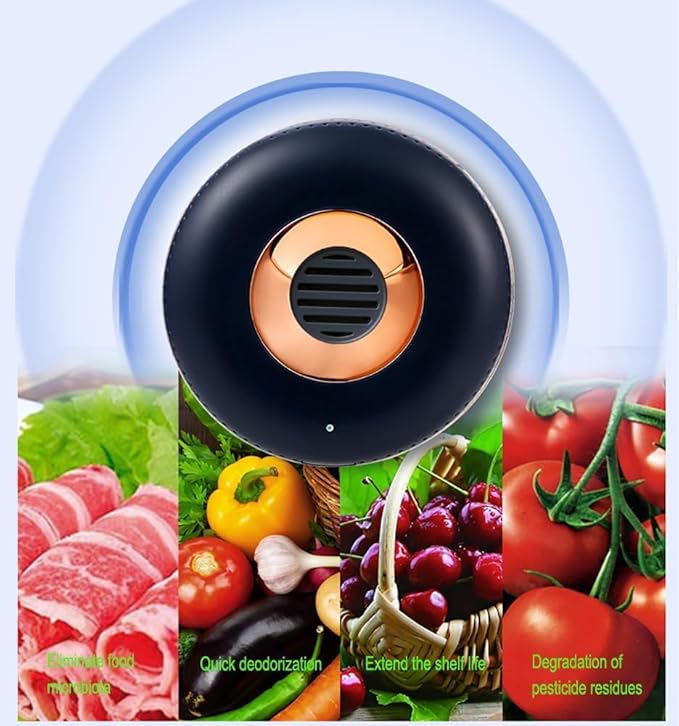Refrigerator Deodorizer, Portable Rechargeable Ozone Odor Eliminator for Fridge Freezer Car Shoes Closet Kitchen (Dark Blue)