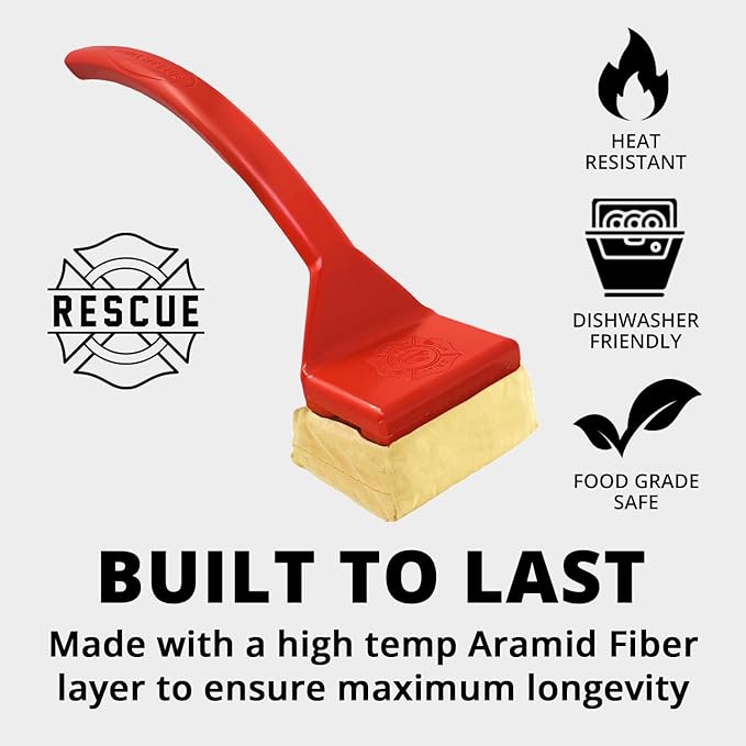 Grill Rescue BBQ Replaceable Scraper Cleaning Head, Bristle Free Grill Brush - Durable and Unique Scraper Tools for Cast Iron or Stainless-Steel Grates, Barbecue Cleaner (Non Scraper Brush)