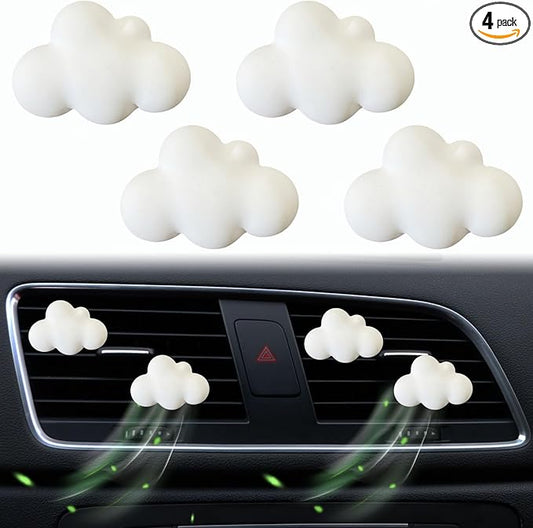 4 Pcs Cloud Air Vent Clips, Cute Cloud Car Air Fresheners Vents Clips Funny Automobile Diffuser Vent Clips Car Interior Decor Charm Cute Automobile Accessories Decoration for Women