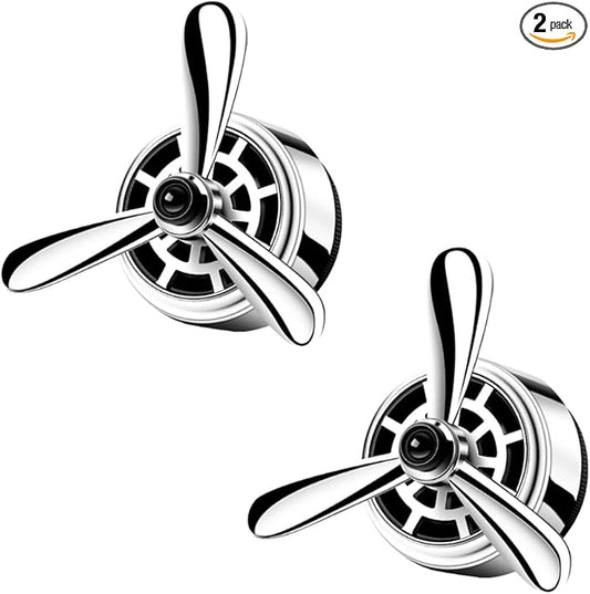 Car Air Condition Outlet Clip, Stylish Propeller Dashboard Air Vent Trim Clips, Air-Driven Diffuser, Creative Automotive Interior Decoration Accessories for Women Men (Silver, 2PCS)