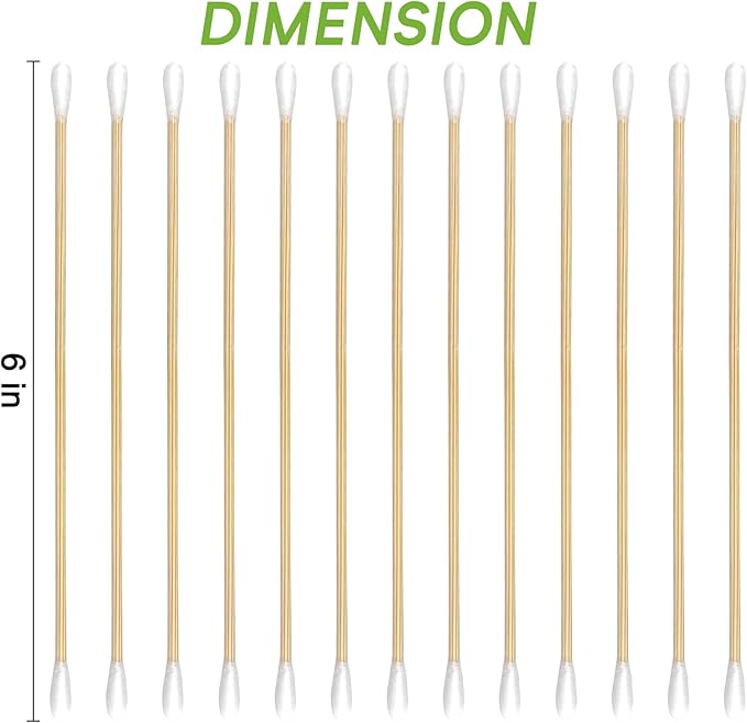 Egaageoi 400 Pcs Gun Cleaning Swabs - 6 Inch Double-Tipped Cotton Swabs with Bamboo Handles - Cotton Buds for Handgun, Rifle, and Shotgun Cleaning, Optics Maintenance, and Hard-to-Reach Areas