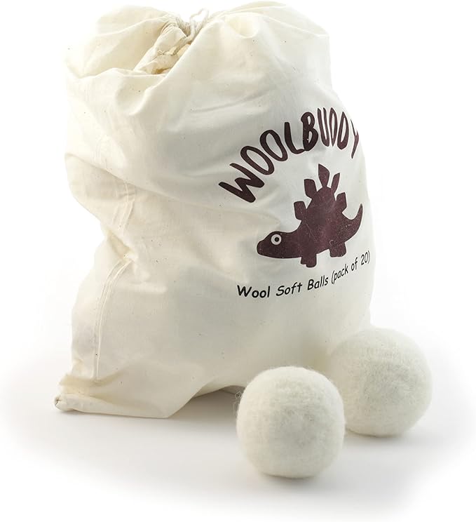 Woolbuddy Felt Balls – 12pcs Assorted Size Wool Pom Poms (3", 2.7", 2") with Drawstring Bag – White Felt Balls for Crafts, DIY Garland, Christmas Ornaments, Needle Felting Projects