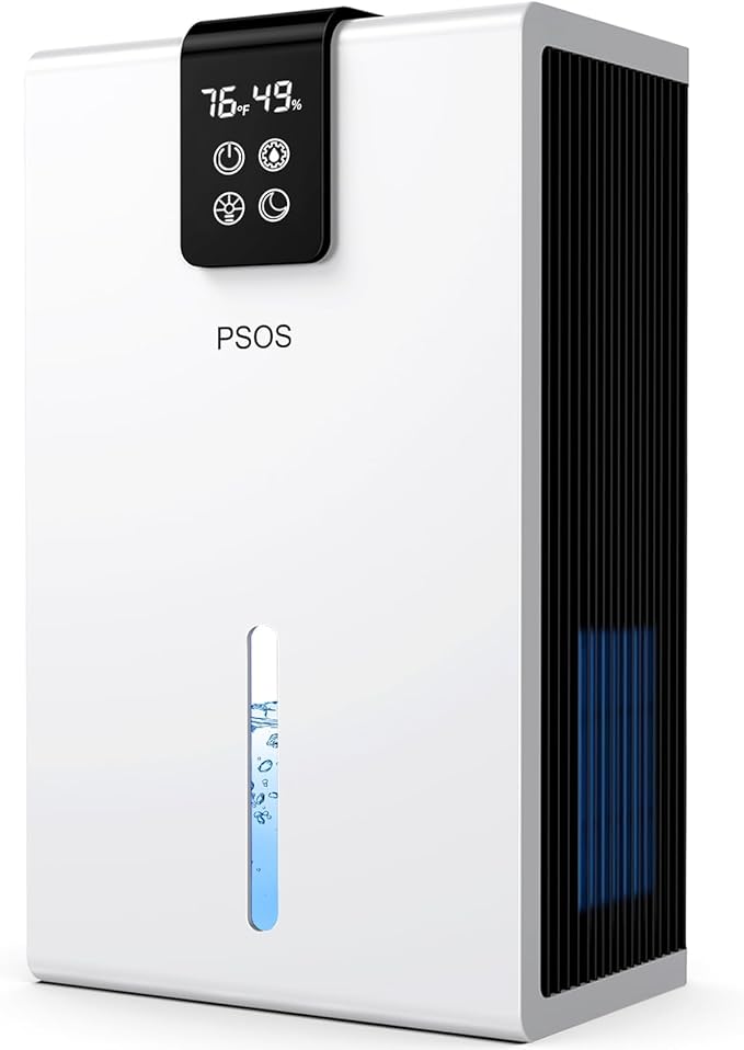 Dehumidifier, Dehumidifier for Home, 98 OZ Water Tank, 1000 sq.ft Dehumidifiers for Basement Bedroom Bathroom with Humidity Display, Auto Shut Off & Relaxing 7 Color Ambient Light, White