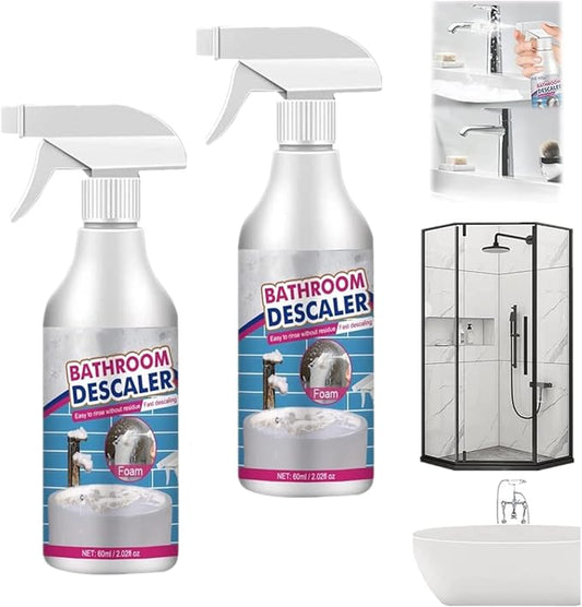 Bathroom Descaler Cleaner, Powerful Stubborn Stains Cleaner, All-Purpose Bathroom Descaler Foam Spray for Bathroom Toilet Bath Shower Glass Cleaner (1, 2pc)
