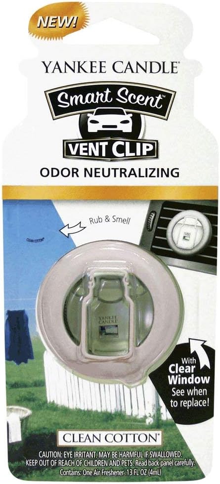 Yankee Candle Car Freshener Smart-Scent Vent Clips, 4-PACK (Clean Cotton)