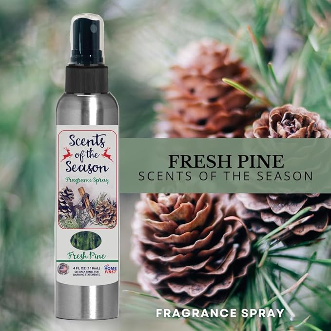 Essential Oil Fragrance Spray, Pine, 4 oz — Natural Room and Fabric Mist for Home, Office, and Holiday Decor