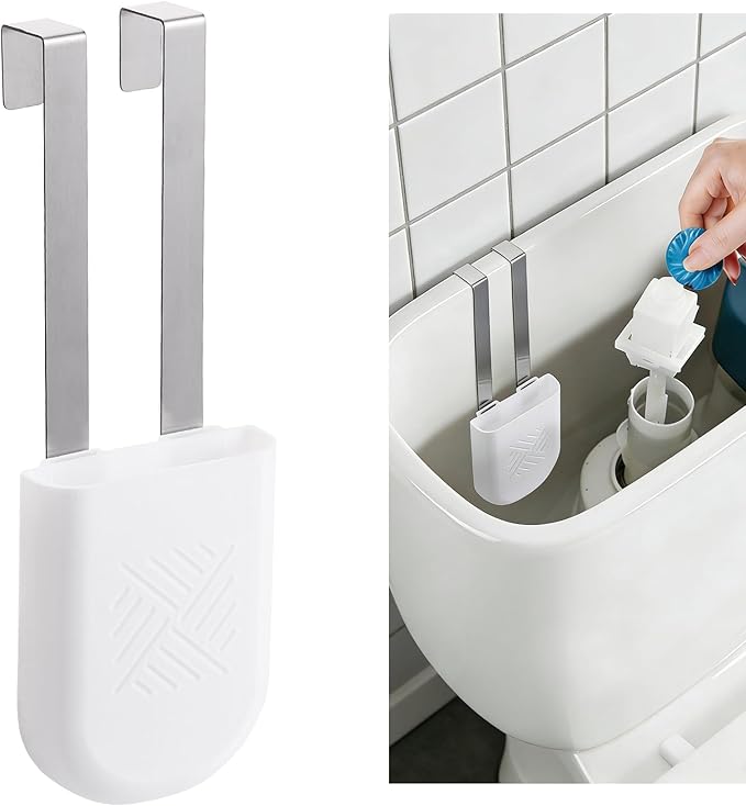 Premium Toilet Tank Tablet Holder – Plastic Hanging Cleaner Caddy (3.7'' x 2.9'' x 0.7'', White) – Toilet Bowl Cleaner Hanging Carrier - Prevents Dissolved Residue in Water Tank