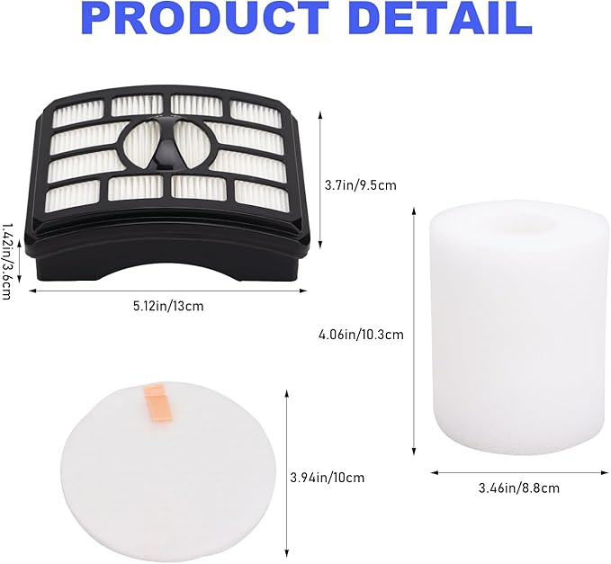 Vacuum Filters Replacement for Shark Rotator Professional Lift-Away NV500 NV501 NV502 NV503 NV505 NV510 NV520 NV552 ZU780 ZU782 ZU785 UV560, 2 HEPA Filter, 4 Foam & 4 Faux Felt Filter # XFF500&XHF500