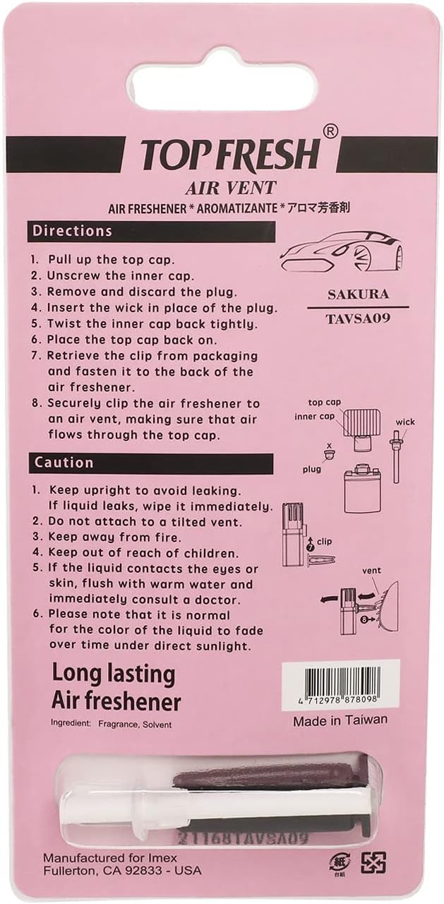 Auto Dynasty TreeFrog Room Car Clean Top Fresh Natural Air Freshener Vent Clip, Sakura Cherry Blossom Scent, 0.3 Fl Oz
