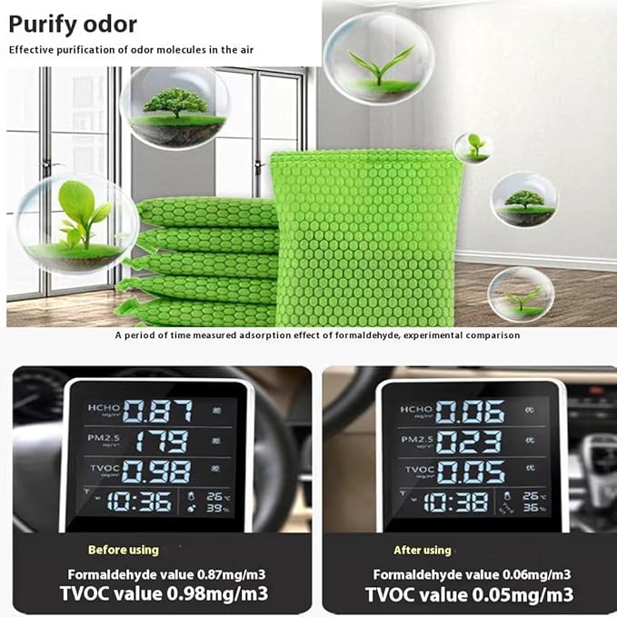 50g/Bag Nature Activated Bamboo Charcoal Bag Odor Absorber Air Purifying Bag for Home/Odor Eliminator Air Freshener for Car,Closet,Deodorizer Shoe, Room Basement,Litter Box (10 Bags)