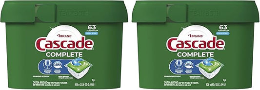 Cascade Complete Dishwasher Pods, ActionPacs Dishwasher Detergent, Fresh Scent, 63 Count (Pack of 2)