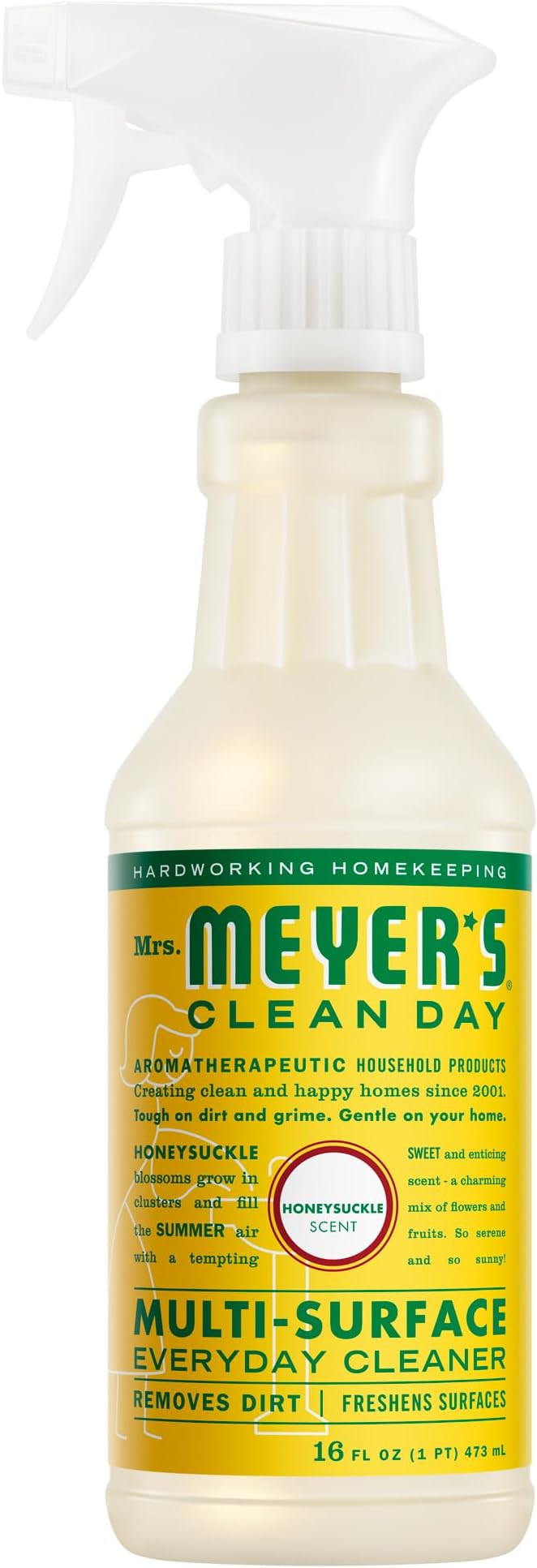 MRS. MEYER'S CLEAN DAY Multi-Surface Everyday Cleaner, Honeysuckle Scent, 16 Fl Oz Bottle