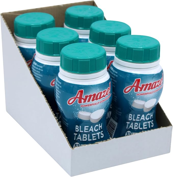 AMAZE Ultra Concentrated Bleach Tablets [6 bottles] - Meadow Scent - for Laundry, Toilet, and Multipurpose Home Cleaning. No Splash Liquid Bleach Alternative