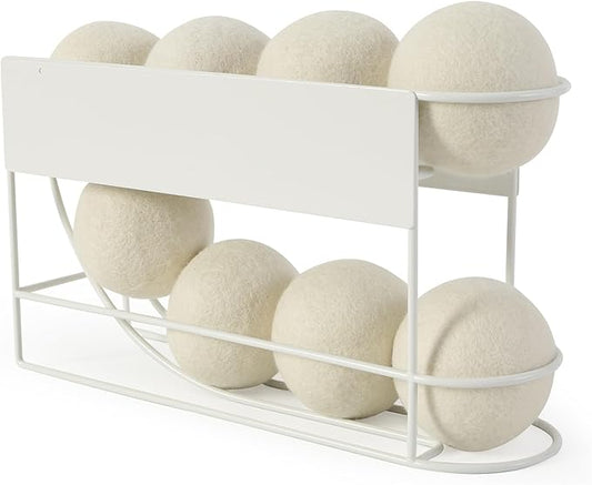 Magnetic Dryer Ball Holder for Laundry Room, Wool Dryer Ball Container, White Laundry Ball Basket, Wool Dryer Ball Container, Dryer Ball Organizer for Washing Machine Side Storage (No Balls)