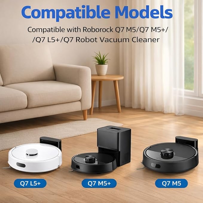 8Pack Replacement Parts Accessories Kit Compatible with Roborock Q7 M5 / Q7 M5+ / Q 7 L5 / Q 7 L5+ Robot Vacuum Cleaner, Reusable Mop Cloths Replacement Accessories,(Not for Q7 / Q7 MAX / Q5 MAX)