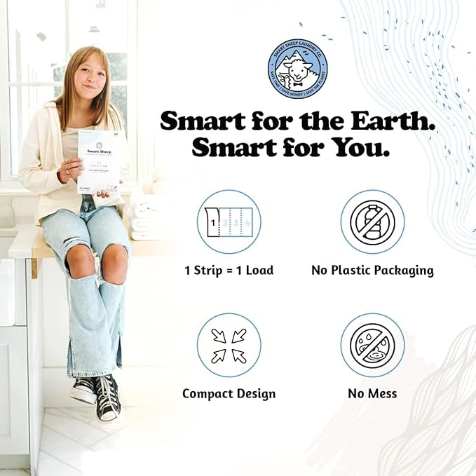 Smart Sheep - Laundry Strips - 144 Loads 3 PACK - Laundry Detergent Strips - Detergent Strips for Sensitive Skin -Convenient Eco Friendly & Plastic Free -Perfect for Home Travel & Camping -Fresh Scent