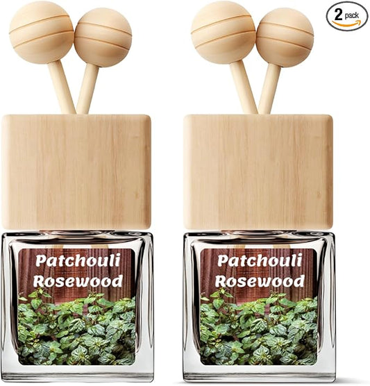 Car Air Freshener |Patchouli Rosewood Scented Car Fresheners for Women & Men | Long Lasting Fragrance Car Scents | Air Diffuser with Car Vent Clip (2 Pack Car Scent), Clear