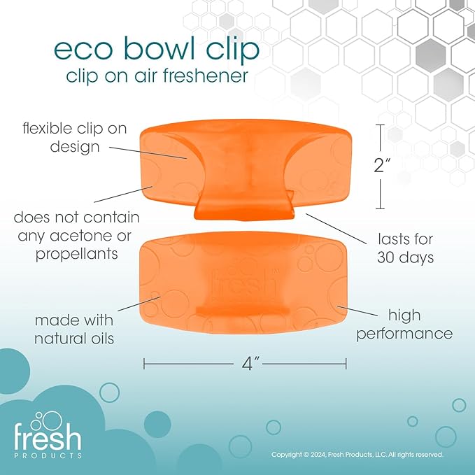 Fresh Products Eco Bowl Clip 2.0 Toilet Bowl Air Freshener, Mango Scent, 4 Clips
