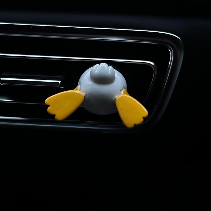 Funny Duck Car Air Vent Decoration and Clip with Air Freshener Natural Scent Tablet and Refill, Car Aromatherapy Accessories and Interior Decoration